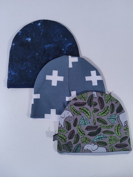 3gab cepures ZILS/PELĒKS 44-46cm