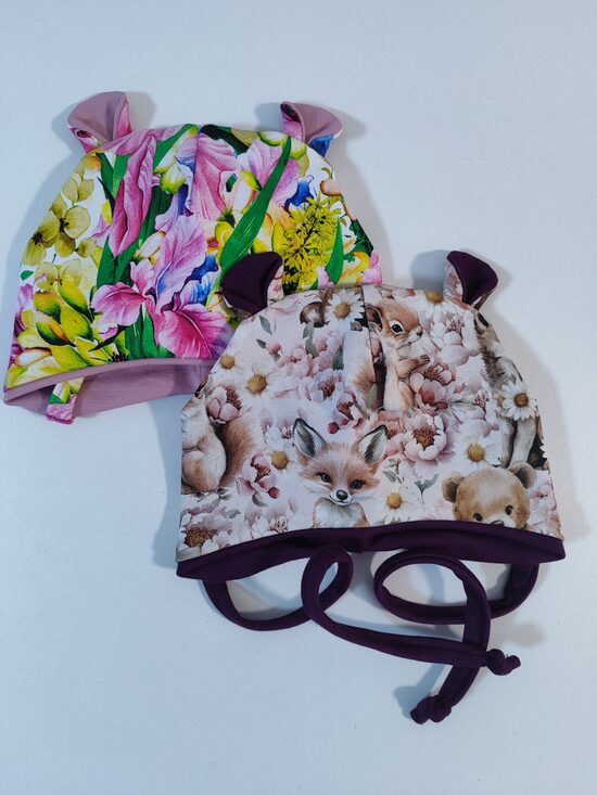 2gab SIENAMĀS cepures ZVĒRI/ZIEDI 42-44cm