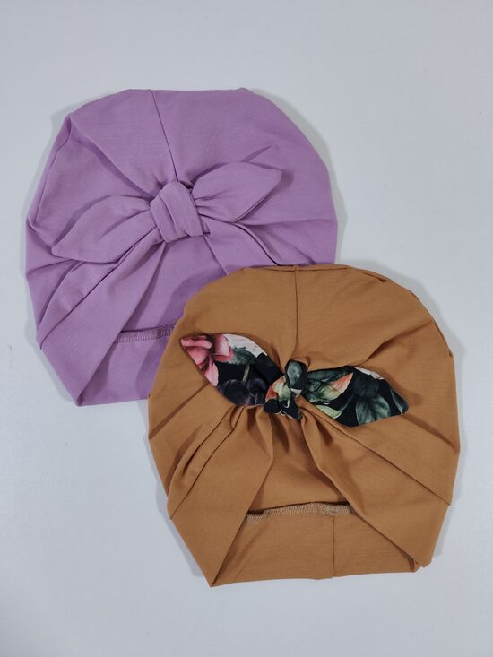 2gab turbāncepures GAIŠI VIOLETS/KARAMELE 48-50cm