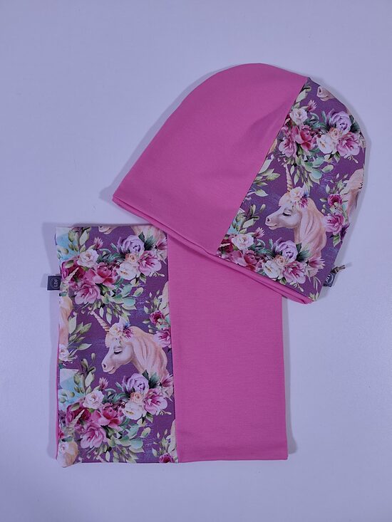 Cepure un šalle KOMPLEKTS vienradži 48-50cm