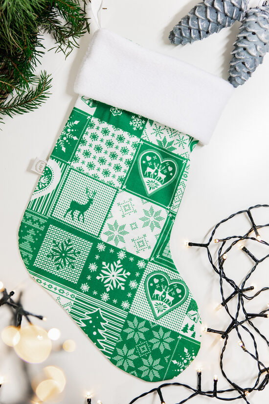 Ziemassvētku zeķe ZAĻĀ ZIEMA !iespējams personalizēt!