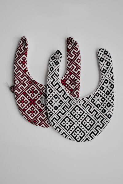 Lacītes 2gab komplekts LATVISKAIS Bordo/Melnbalts