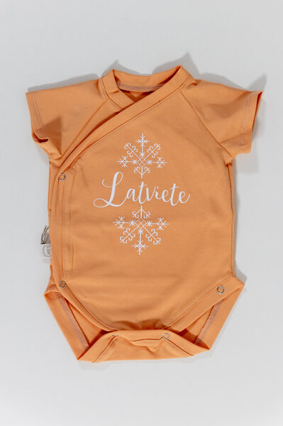 Kimono tipa bodijs LATVIETE AR AUSTRAS KOKIEM gaiši oranžs 68. un 74.izm